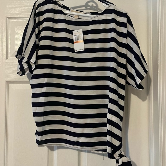 MICHAEL MICHAEL KORS Striped Tie-Hem Top - S - Picture 2 of 6